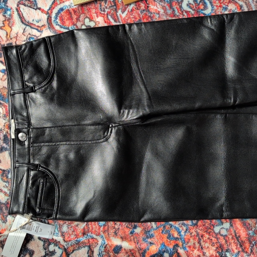 Wilfred Melina Cropped Faux Leather Pants 4 Black Noir - Picture 2 of 9